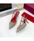 فالنتينو VLogo التوقيع مضخات Slingback مع بلورات المرأة جلد العجل رمادي داكن/أحمر