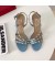 فالنتينو Rockstud الصنادل مع غير المتكافئة الأشرطة جلد العجل المرأة السماء الزرقاء