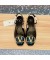 فالنتينو VLogo التوقيع Slingback في الشقق المرأة جلد العجل الأسود