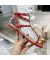 فالنتينو Rockstud Flip-Flop الصنادل المسطحة المرأة جلد العجل الأحمر