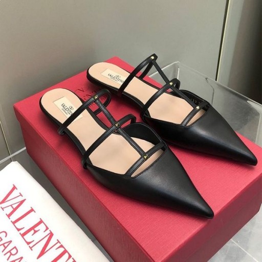 فالنتينو Rockstud ناعم البغال المرأة جلد العجل الأسود