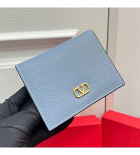 فالنتينو الصغيرة المدمجة VLogo التوقيع المحفظة في محبب جلد العجل السماء الزرقاء