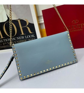 فالنتينو كبيرة Rockstud السوار مخلب مع سلسلة العجل السماء الزرقاء