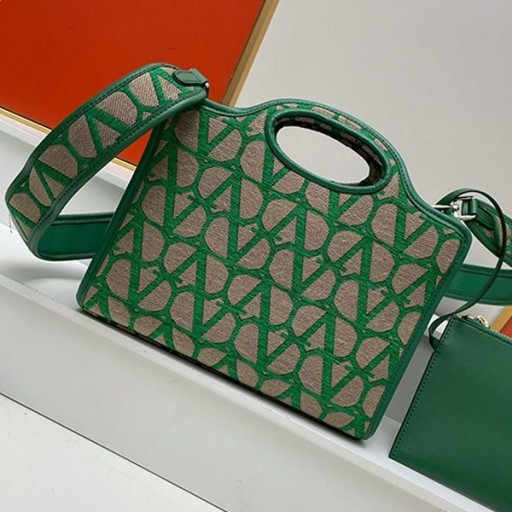 Valentino Malé La Troisieme Nákupní Taška V Toile Iconographe Látka Zelená