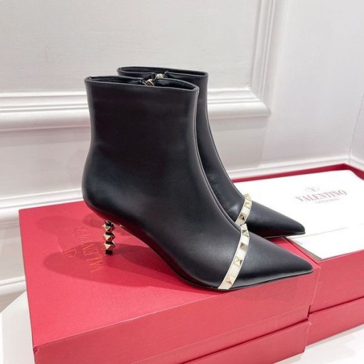 Valentino Roman Stud Kotníkové Botičky S Tvarovaná Pata Ženy Pravá Kůže, Černá/Bílá