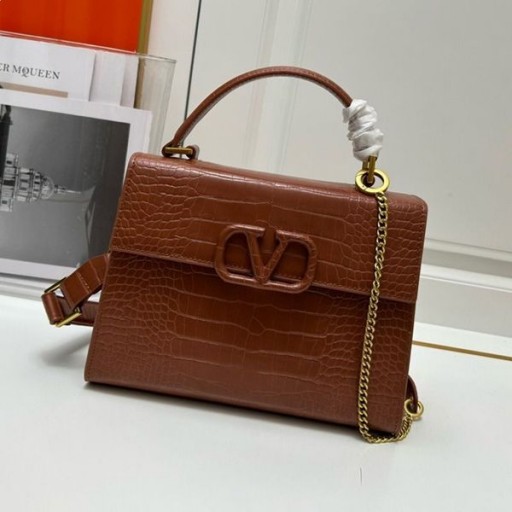 Valentino Malé Vsling Kabelka V Krokodýlí Kůže Hnědý