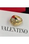 Valentino VLogo Podpis Otevřený Kroužek V Kovu S Diamant, Zlato/Bílá