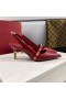 Valentino Rockstud Čerpadla Slingback S Tvarovaná Pata Ženy Caflskin Červená
