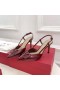 Valentino VLogo Podpis Slingback Čerpadla Ženy Patent Kožené Vínové