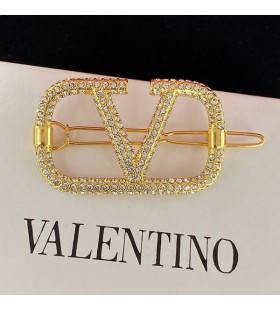 Valentino VLogo Podpis Vlasy Klip V Kovu S Krystaly Zlata
