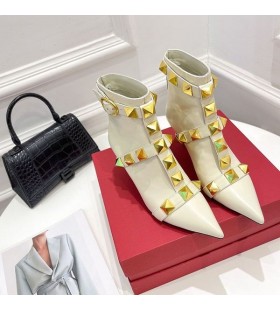 Valentino Rockstud Kotníkové Botičky 70MM Ženy pravá kůže, Béžová