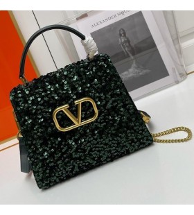 Valentino Malé Vsling Kabelka S 3D Výšivkou V Telecí kůže Zelená