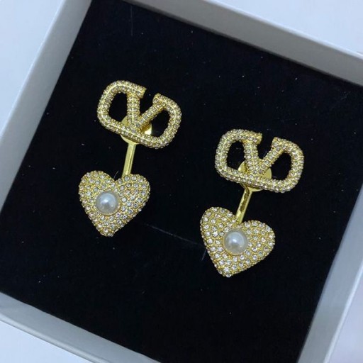 Valentino VLogo Signatur Øreringe I Metal Med Krystaller og Perler, Guld