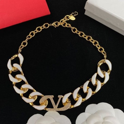 Valentino VLogo Kæde Choker I Metal Med Emalje og Krystaller, Guld
