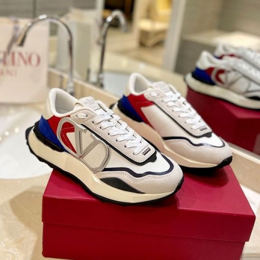 Valentino Netrunner Sneakers Med Vlogo Unisex Blonder Og Ruskind Hvid