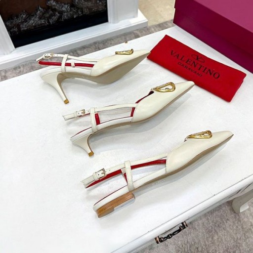 Valentino VLogo Signatur Slingback Pumper Med Krystaller Kvinder Hvid Kalveskind