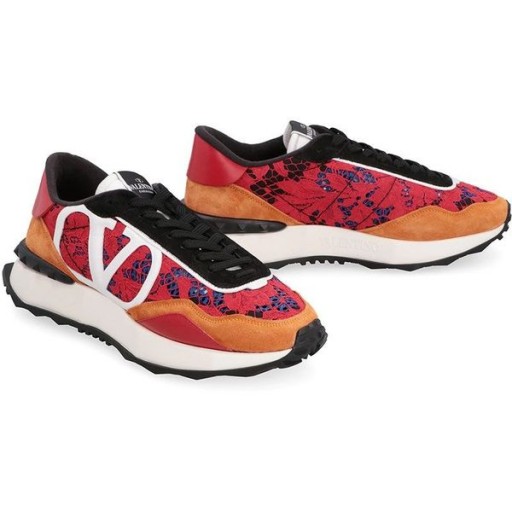 Valentino Lacerunner Sneakers Med VLogo Unisex Kniplinger og Mesh Rød/Orange