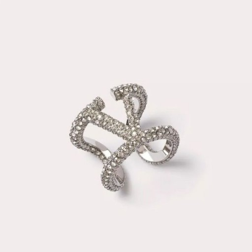 Valentino VLogo Signatur Åben Ring I Metal Med Swarovski Krystaller Sølv