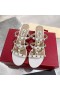 Valentino Rockstud Tyk-Heeled Dias Kvinder Patent Læder Hvid