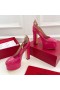 Valentino Tan-Gå Platform Pumper Med Ankelrem Kvinder Patent Læder Pink
