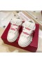 Valentino Open Skate Sneakers Med VLogo Unisex Kalveskind og Stof Hvid/Lys Pink
