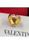 Valentino VLogo Signatur Åben Ring I Metal Med Diamant, Guld/Hvid