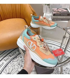 Valentino VLogo Shegoes Sneakers Unisex Læder og Mesh Hvid/Sky Blå