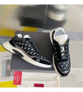 Valentino Klar til at Gå Runner Sneakers Med VLogo Unisex Stof og Læder Sort