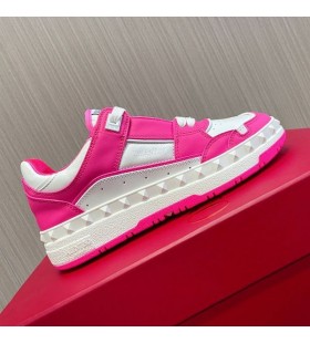 Valentino Freedots Lav-Top Sneaker Unisex Kalveskind Pink/Hvid