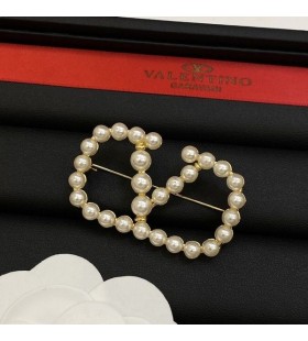Valentino VLogo Signatur Broche I Resin Perler Med Guld Metal