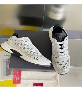 Valentino Klar til at Gå Runner Sneakers Med VLogo Unisex Stof og Læder Hvid