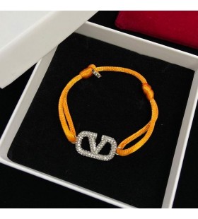 Valentino VLogo Signatur Armbånd I Bomuld Og Med Swarovski Krystaller Orange