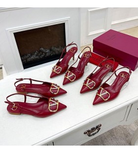 Valentino VLogo Signatur Slingback Pumper Med Krystaller Kvinder Kalveskind Rød