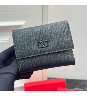Valentino Lille VLogo Signatur-Trifold-Wallet-I Grynet Sort Kalveskind