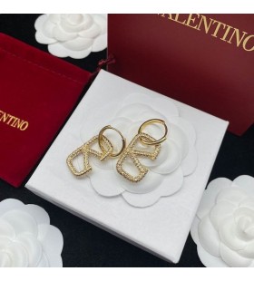 Valentino Lille VLogo Signatur-Pin-Øreringe I Metal Med Krystaller, Guld