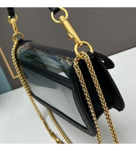 Valentino Store Loco Skulder Taske I PVC Og Kalveskind Sort/Guld