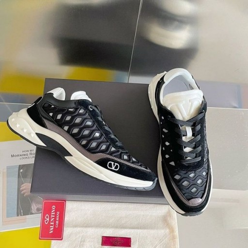 Valentino Ready Go Runner Sneakers With VLogo Unisex Fabric and Leather Black