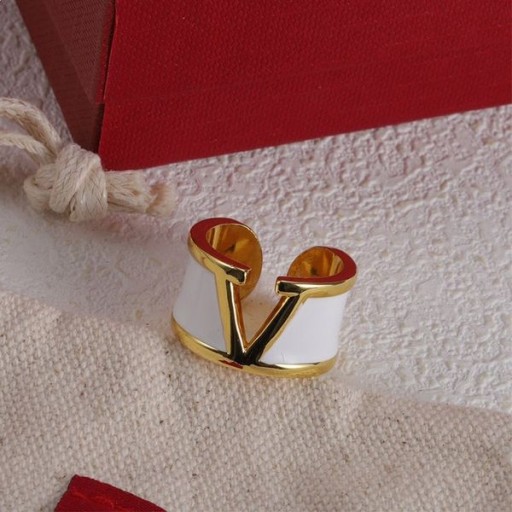 Valentino VLogo Handtekening Ring In Metaal Met Emaille Wit