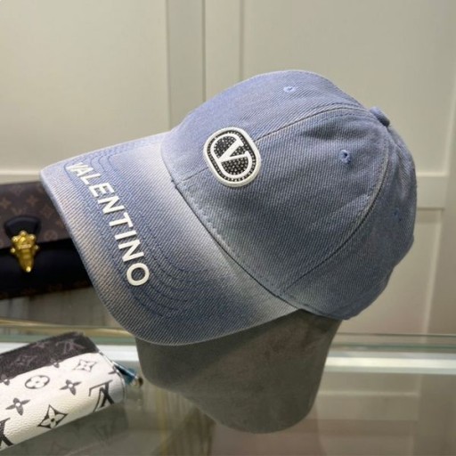 Valentino VLogo Handtekening Brief Baseball Cap In Blauw Katoen
