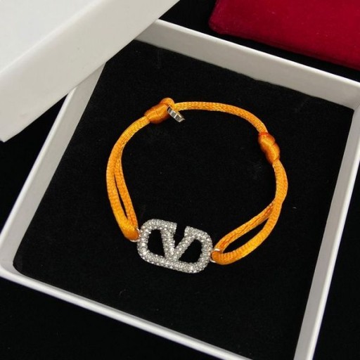 Valentino VLogo Handtekening Armband In Katoenen En Swarovski Kristallen Oranje