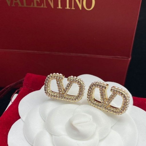 Valentino Mini VLogo Handtekening Oorbellen In Metalen Met Kristallen en Parels Goud