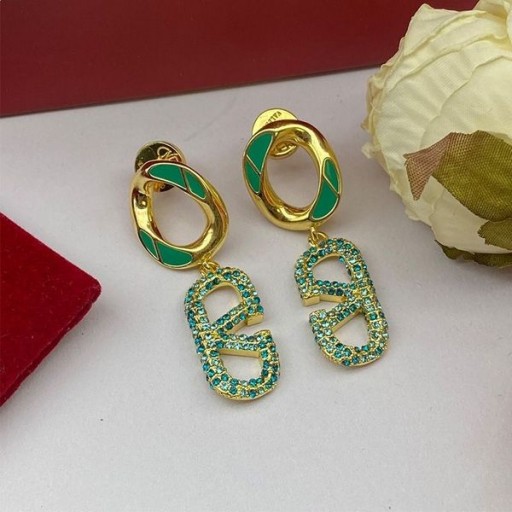 Valentino VLogo Handtekening Hanger Oorbellen In Metalen Met Kristallen Goud/Groen