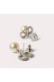 Valentino Mini VLogo Handtekening Hanger Oorbellen In Metalen Met Kristallen en Parels, Zilver
