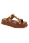 Valentino Romeinse Stud Platform Dia ' S Met T-Strap Vrouwen Bruin Kalfsleer