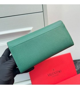 Valentino Grote VLogo Handtekening Bifold Portemonnee In Korrelig Kalfsleer Groen