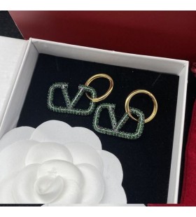Valentino Kleine VLogo Handtekening-Pin Oorbellen In Metalen Met Kristallen Goud/Groen
