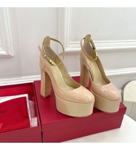 Valentino Tan-Go Platform Pumps Met Een Enkelbandje Vrouwen Patent Lederen Roze/Khaki