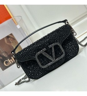 Valentino Loco Schoudertas Met Glinsterende Studs In Suede Zwart