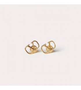 Valentino Mini VLogo Handtekening Stud Oorbellen In Metaal, Goud