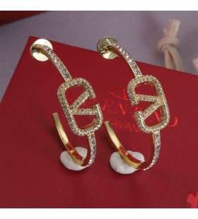 Valentino Medium VLogo Handtekening Oorbellen In Metaal Met Swarovski-Kristallen, Goud